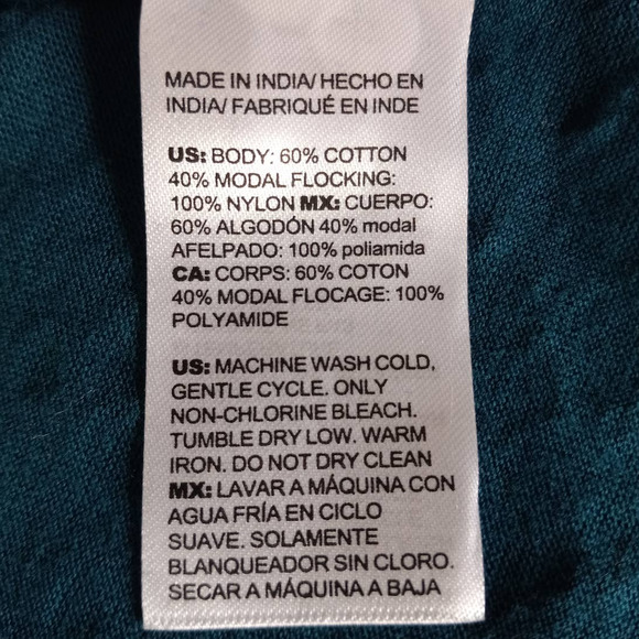 Chico's | Teal & Black Velvet Flocked Balloon Sleeve Knit Top - Picture 6 of 12